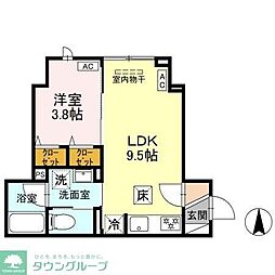 セレスティア竹ノ塚　A棟 1階1LDKの間取り