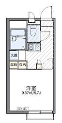 レオパレスグランシャリオ参番館 2階1Kの間取り