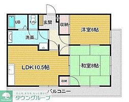 プランドール・ピア 3階2LDKの間取り