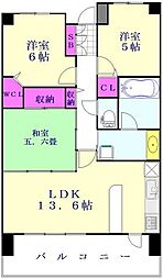 ベルドゥムール草加旭町 12階3LDKの間取り
