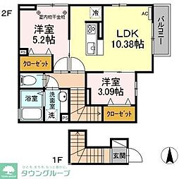 エスケーハイツ 2階2LDKの間取り