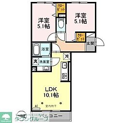 ロイヤルパレスIII番館 2階2LDKの間取り