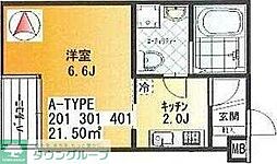 ボヌール蒲生 4階1Kの間取り