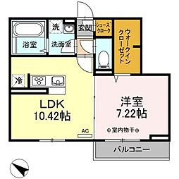 クレールX 3階1LDKの間取り