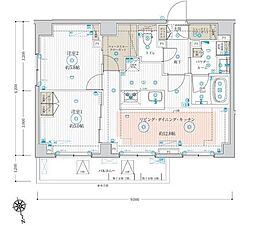 ARCOBALENO TAKENOTSUKA 7階2LDKの間取り