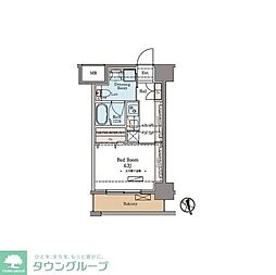 ラグゼナ北千住 10階1Kの間取り