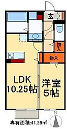 Ｐｕｒｅ Ｎａｔｕｒｅ 一ツ家 2階1LDKの間取り