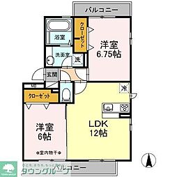 グランパティオ　D 3階2LDKの間取り