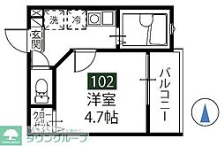メルディア西新井本町 1階1Kの間取り