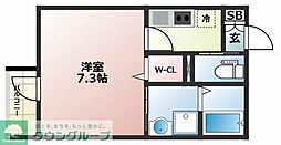 プルミエII 1階1Kの間取り