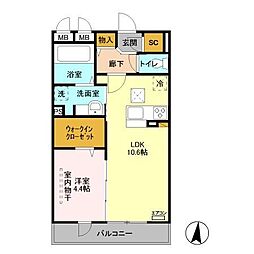 roi delours　III 1階1LDKの間取り