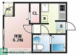 アルカディア 1階1Kの間取り