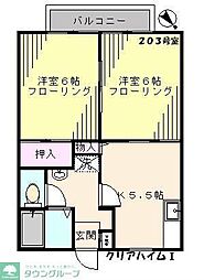 クリアハイムＩ 2階2Kの間取り