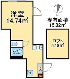 ＳｐｉＬｙｔｕｓ北千住 1階ワンルームの間取り