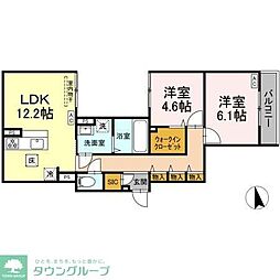 セレスティア竹ノ塚II 2階2LDKの間取り