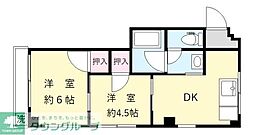 メゾン大師 2階2DKの間取り