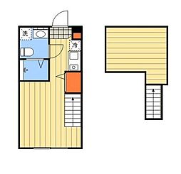 ハーモニーテラス綾瀬V 2階ワンルームの間取り
