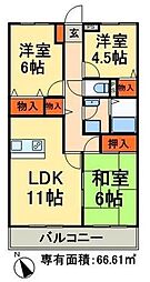 コートグランディア西新井 3階3LDKの間取り