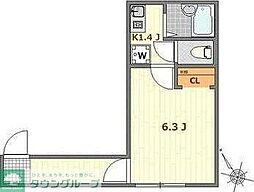 ドマーニ扇 1階1Kの間取り