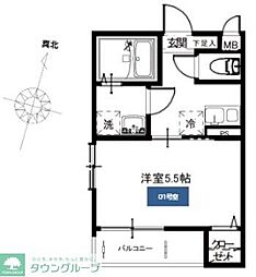 メルディア新里町 1階1Kの間取り