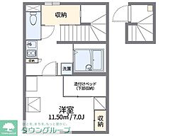 レオパレスきょうでん 2階1Kの間取り
