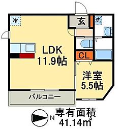アルカンシェル 1階1LDKの間取り
