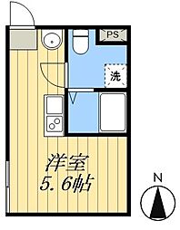 エスアールＹＡＺＡＩＫＥ 1階ワンルームの間取り