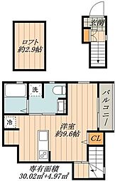 アリエッタＭ 2階ワンルームの間取り