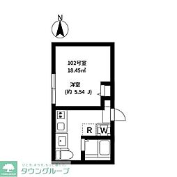 EXENTIA ROKUCHO 1階1Kの間取り