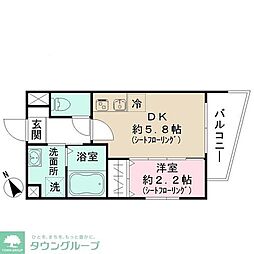 Ｊブラン西新井 2階1DKの間取り