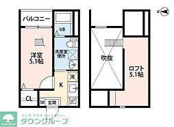名古屋市営名港線 六番町駅 徒歩13分の賃貸アパート 2階1Kの間取り