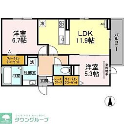 ドゥ・エトワール・ノイン 2LDKの間取図画像