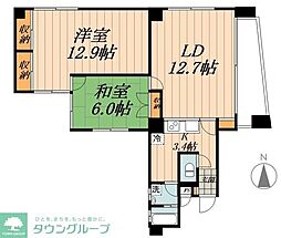 タウンズ幅下 2LDKの間取図画像