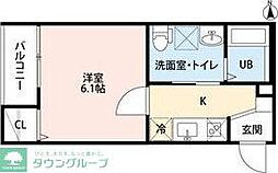 名鉄名古屋本線 山王駅 徒歩9分の賃貸アパート 3階1Kの間取り