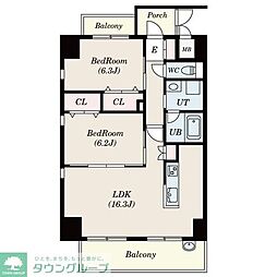 リンパクマンション 2LDKの間取図画像