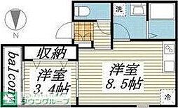 名古屋市営名城線 新瑞橋駅 徒歩3分の賃貸アパート 3階1LDKの間取り
