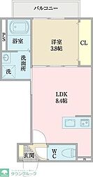 名古屋市営東山線 高畑駅 徒歩8分の賃貸アパート 2階1LDKの間取り