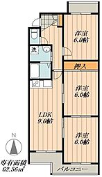 シャトー春山 3LDKの間取図画像