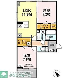 カーサ・セレナ 2LDKの間取図画像