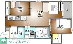 レガリスト名駅松原 2LDKの間取図画像