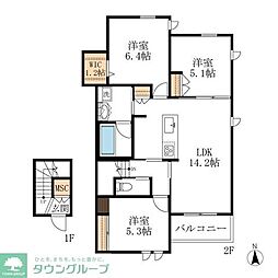 ラシェール 3LDKの間取図画像