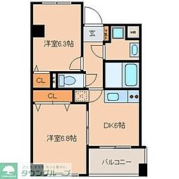 スリーウェイ金山 2DKの間取図画像