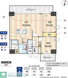 名古屋市営名港線 金山駅 徒歩9分の賃貸マンション 14階2LDKの間取り