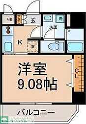 名鉄名古屋本線 神宮前駅 徒歩12分の賃貸マンション 9階1Kの間取り