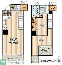 名古屋市営鶴舞線 伏見駅 徒歩9分の賃貸マンション 11階2LDKの間取り