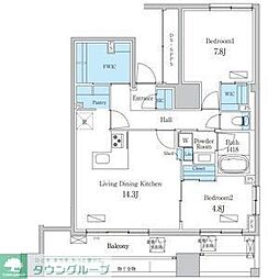 名古屋市千種区今池1丁目マンション 2LDKの間取図画像