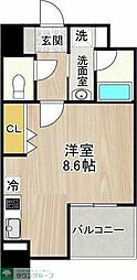 名鉄名古屋本線 山王駅 徒歩10分の賃貸マンション 4階ワンルームの間取り
