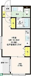 名古屋市営名港線 六番町駅 徒歩7分の賃貸アパート 2階1LDKの間取り
