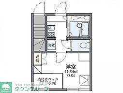 レオパレスハミング熱田 1階1Kの間取り