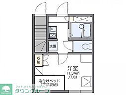 レオパレス本城 1階1Kの間取り